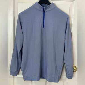 Genteal 1/4 Zip Pullover Mens Large Blue Striped Performance Golf Bamboo Stretch